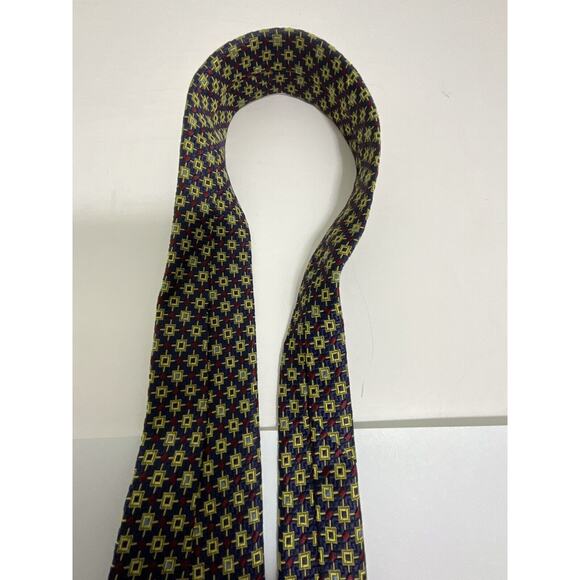 Tachi Taylor New York Classic Silk Tie Geometric Design Sewn Sun Tipping - Picture 15 of 15